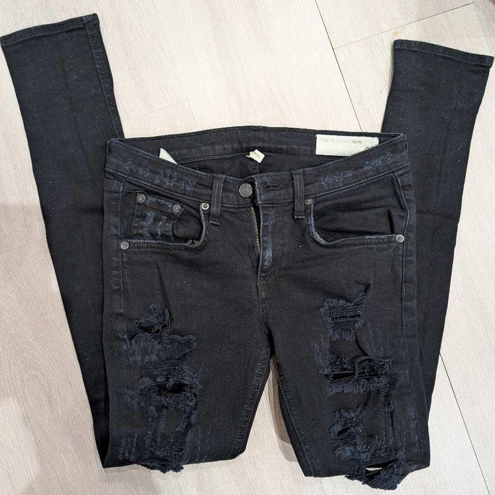 Rag & Bone Black Distressed Women Jeans